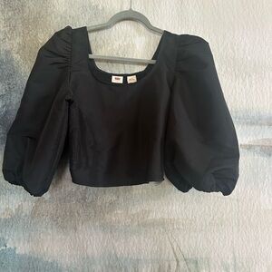NWT Levi's Black Puff Sleeve Blouse M $59